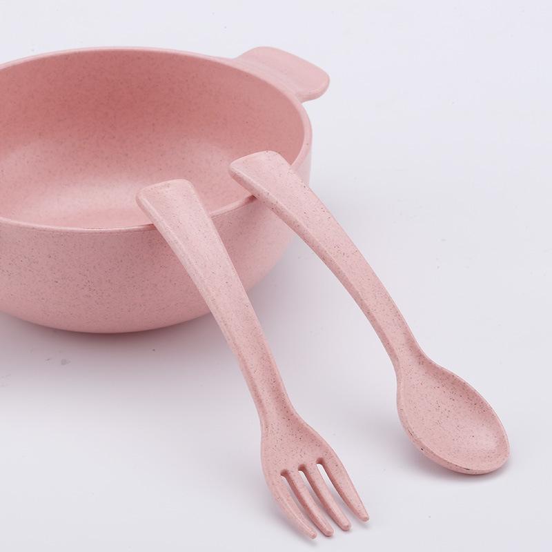 Aiside Kids' Wheat Fiber Fork and Spoon Set - Creative Two-piece Tableware Gift