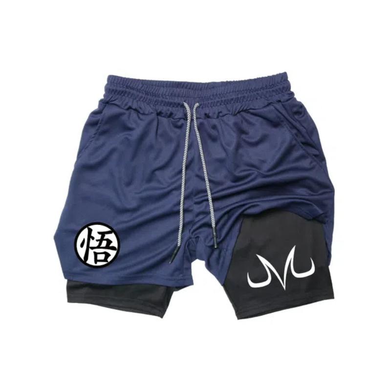 Anime Gym Shorts Men Women Fitness Manga Print 2 In 1 Sports Performance Shorts Workout Quick Dry Mesh Short Pants