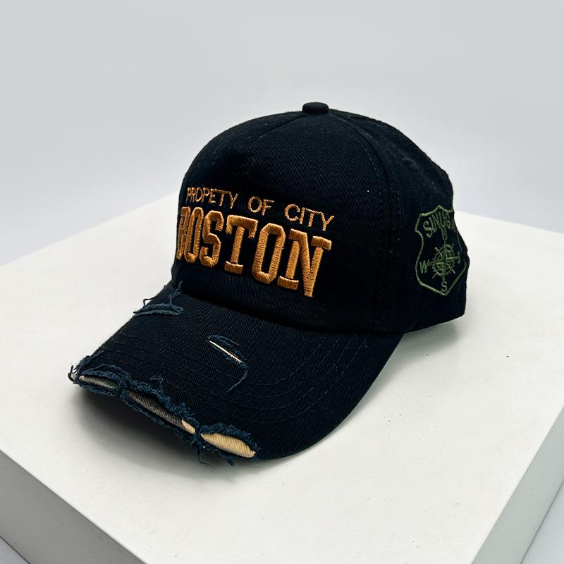 New Unisex Letter Embroidery Broken Style Baseball Hats Breathable Personal Sunshade Peaked Caps Versatile Fashion Street Retro