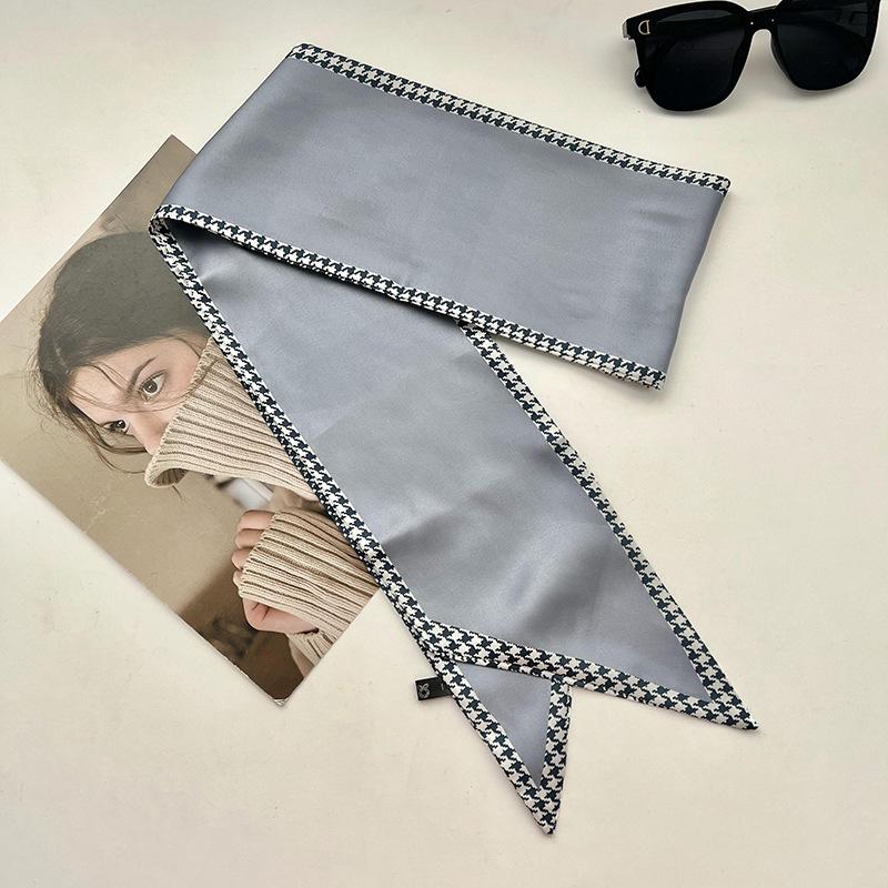 Double-sided Long Strip Small Silk Scarf Women's Professional Wear Spring and Summer New Decorative Small Scarf Tied Hair Band Streamer
