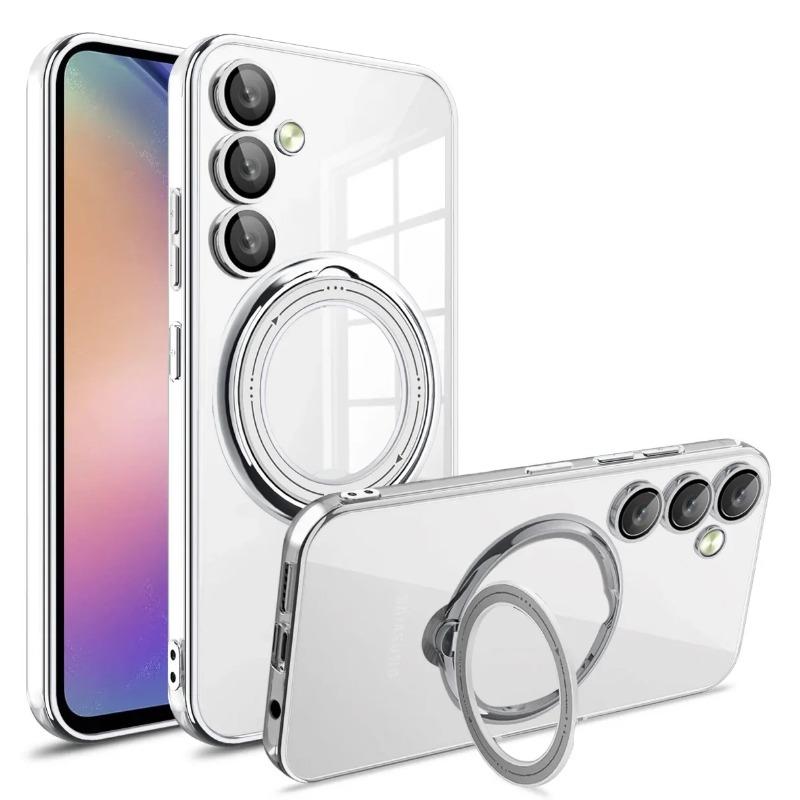 Průhledný kroužek MagSafe s magnetickým pouzdrem pro bezdrátové nabíjení pro Samsung Galaxy S24 S23 Ultra Plus FE A55 A35 A15 A54 A34 A14 5G