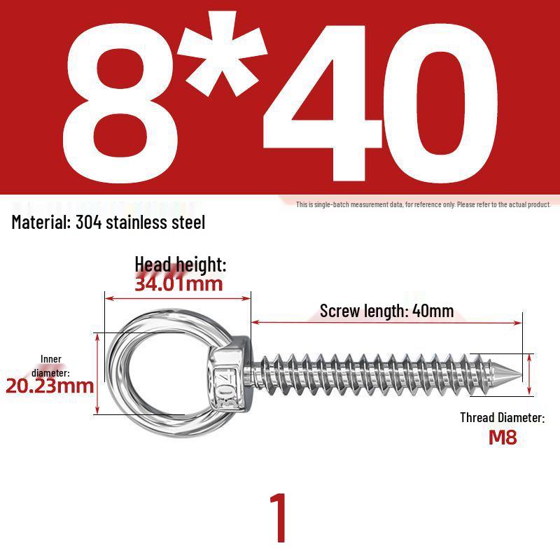 304 Stainless Steel Self-Tapping Eye Bolt with Ring Screw Hook