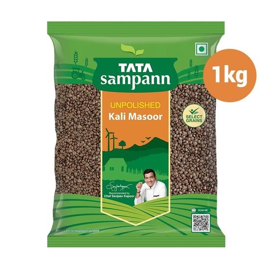TATA Sampann Kali Masoor, 1kg & Tata Salt Rock Salt | Premium Sendha Namak | with Natural Trace Minerals | 1kg Pouch