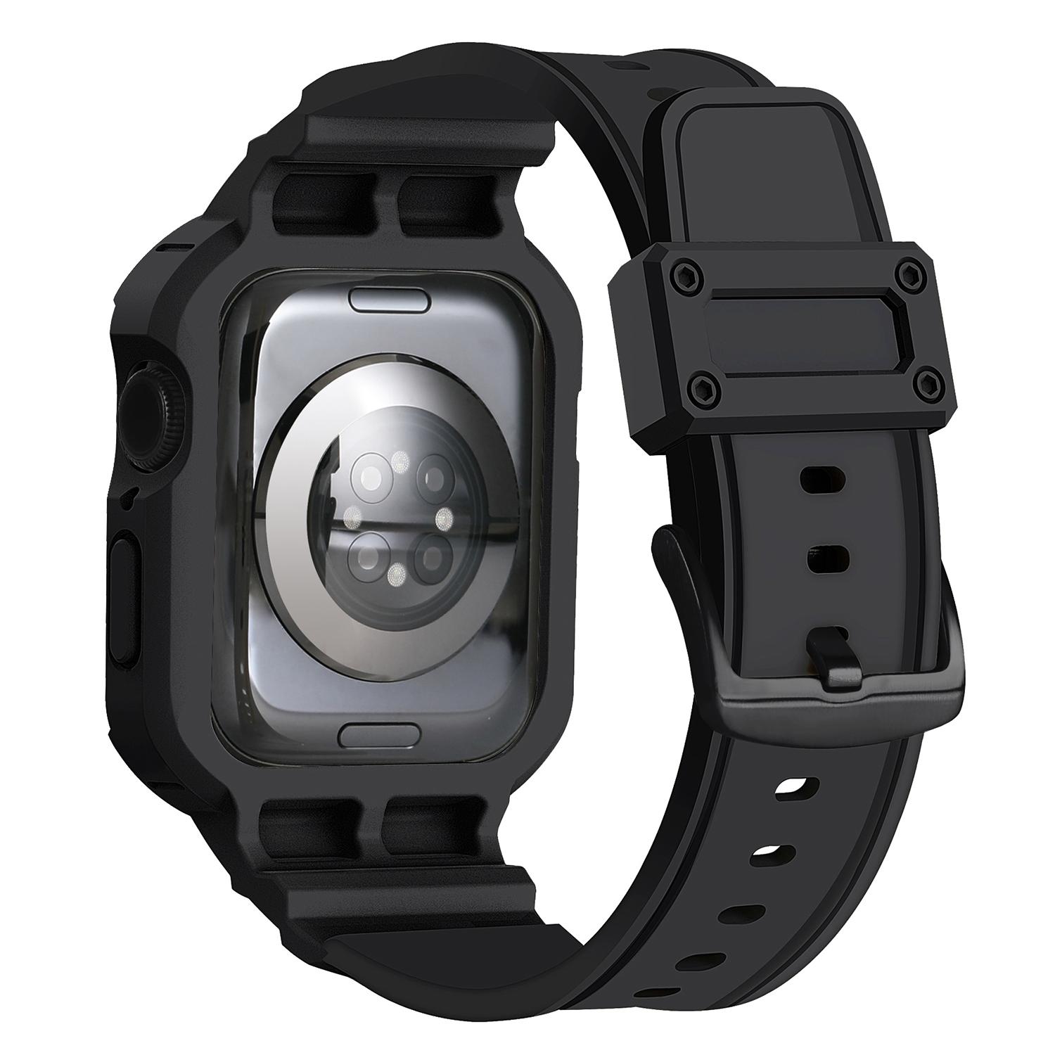 

Для Apple Watch Series 10 42мм Ремінець М який TPU Ремінець для годинника з Інтегрованим Чохлом для годинника Black