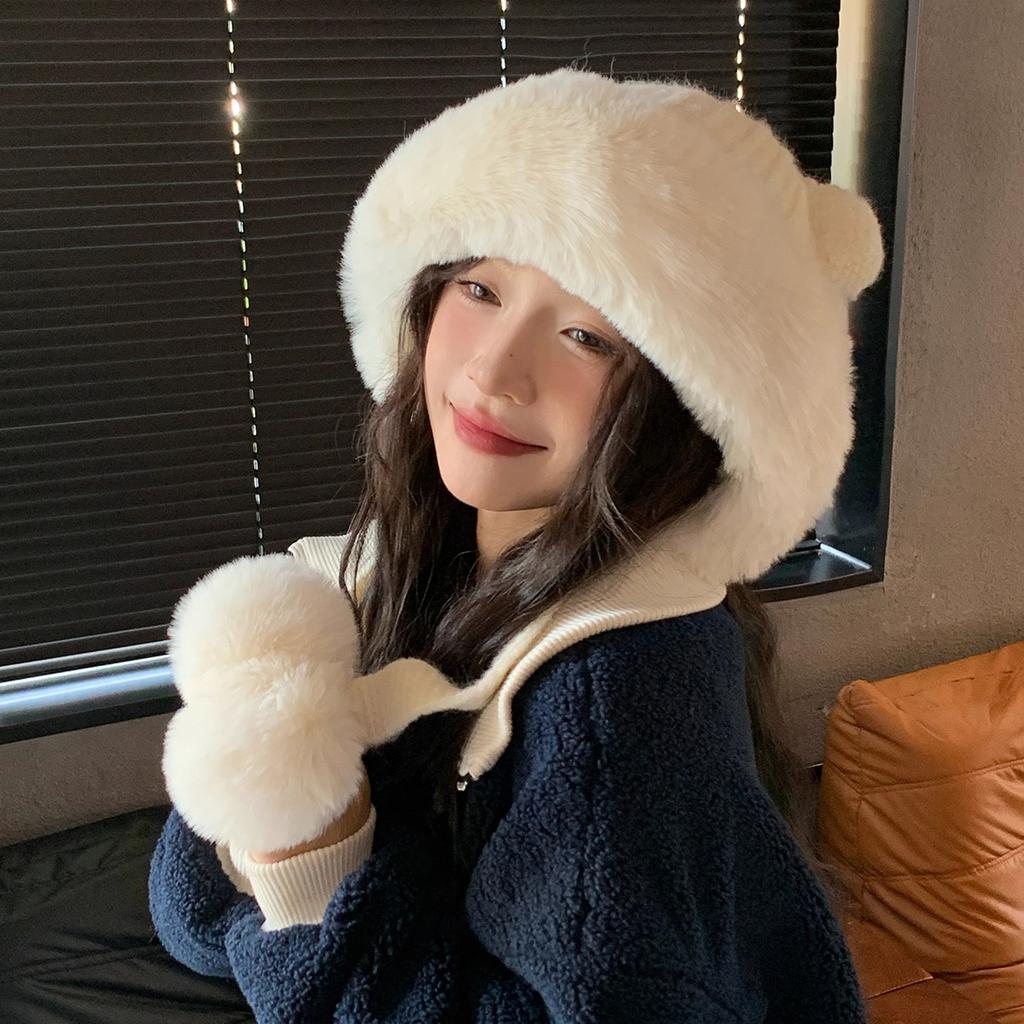Winter Velvet Thickened Thermal Hat Women's New Cute Bear Ears Ear Hat