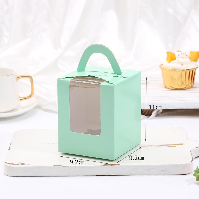 1-Piece Handheld Muffin & Cupcake Box with Transparent Window for Pastry and Dessert