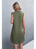 Robe d'été 2026 en coton et lin, col en V, boutonnée, sans manches, fendue