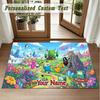 Crystal Velvet Square Rug Custom NameAdventure Time cartoon Pattern Non Slip Home Floor Decor Rug