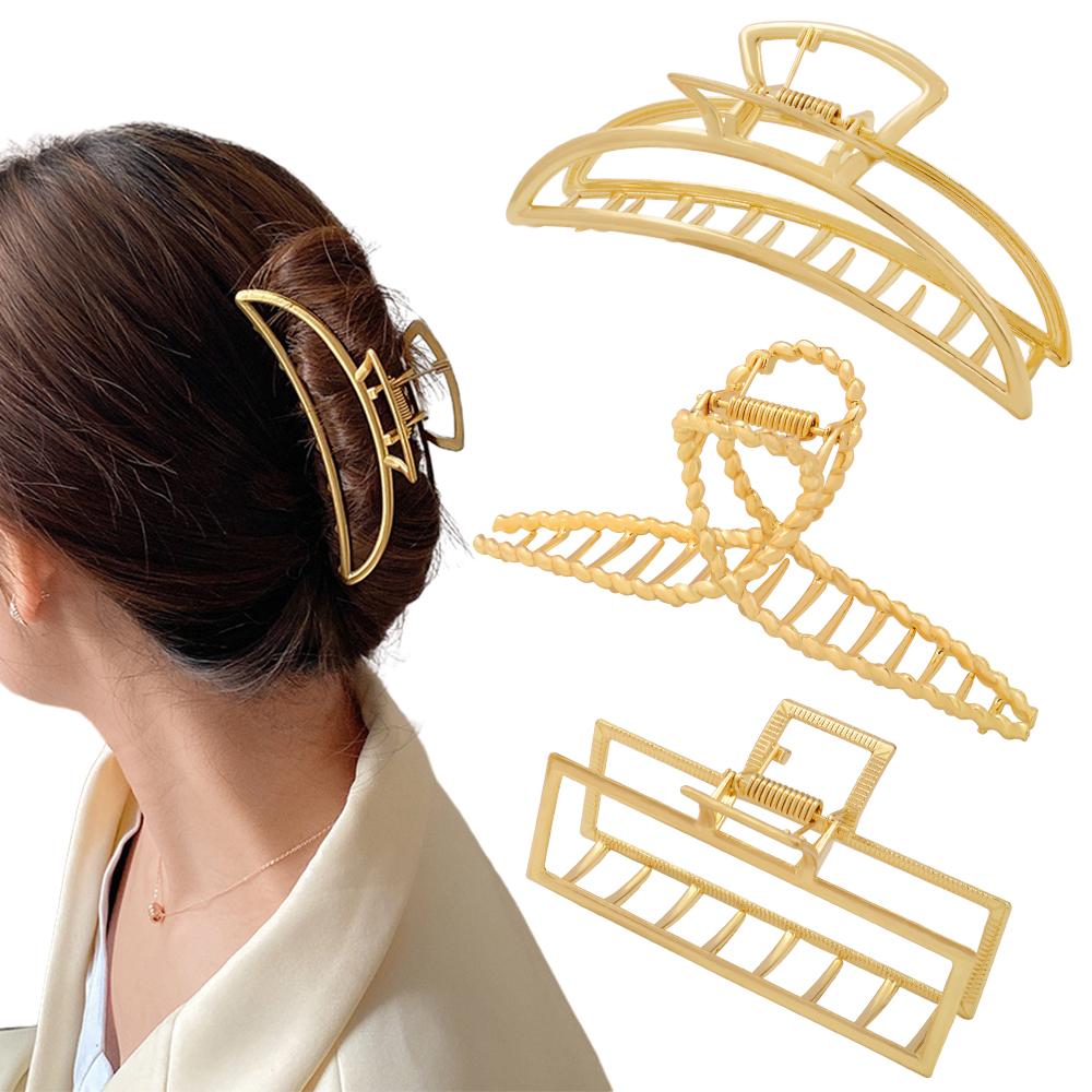 Fashion Metal Hair Claw For Women Gold Silver Color Cross Crab Hair Clip Korean Elegant Geometric Hairpin Girl Hair Accessories