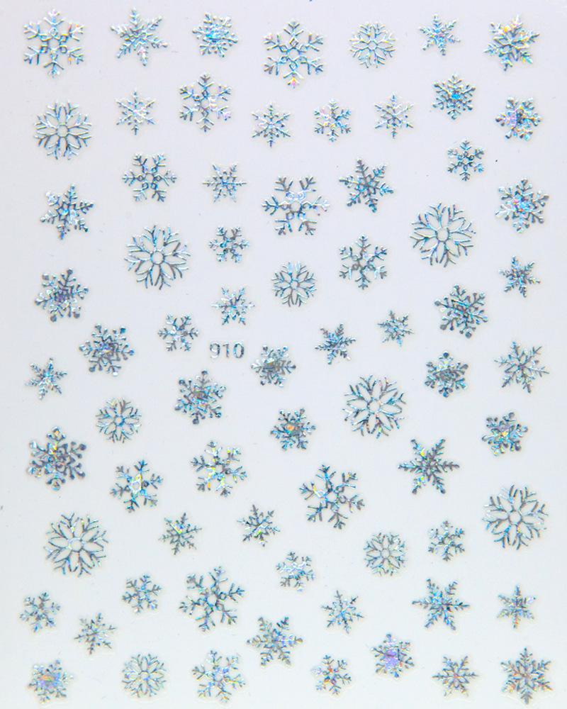 Waterproof 3D Laser Christmas Nail Art Stickers - White Snowflake Design