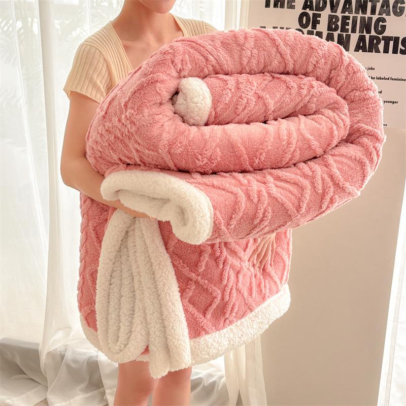 Doppelseitige Taftdecke, Warme Verdickte Fleece-Einfarbig-Decke Weiche Warme Überwurfdecke Nickerchen-Decke für Couch Sofa Büro Bett Camping Reisen