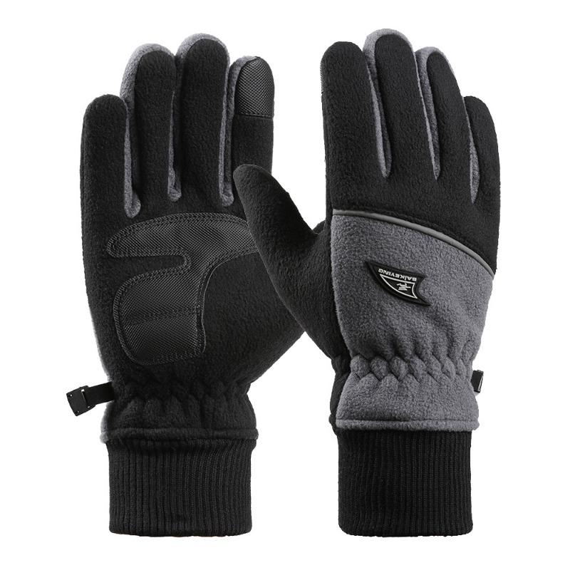 Warm Gloves Men's Thickened Windproof Waterproof Fleece Outdoor Driving Cycling Sports Autumn and Winter Fleece Gloves