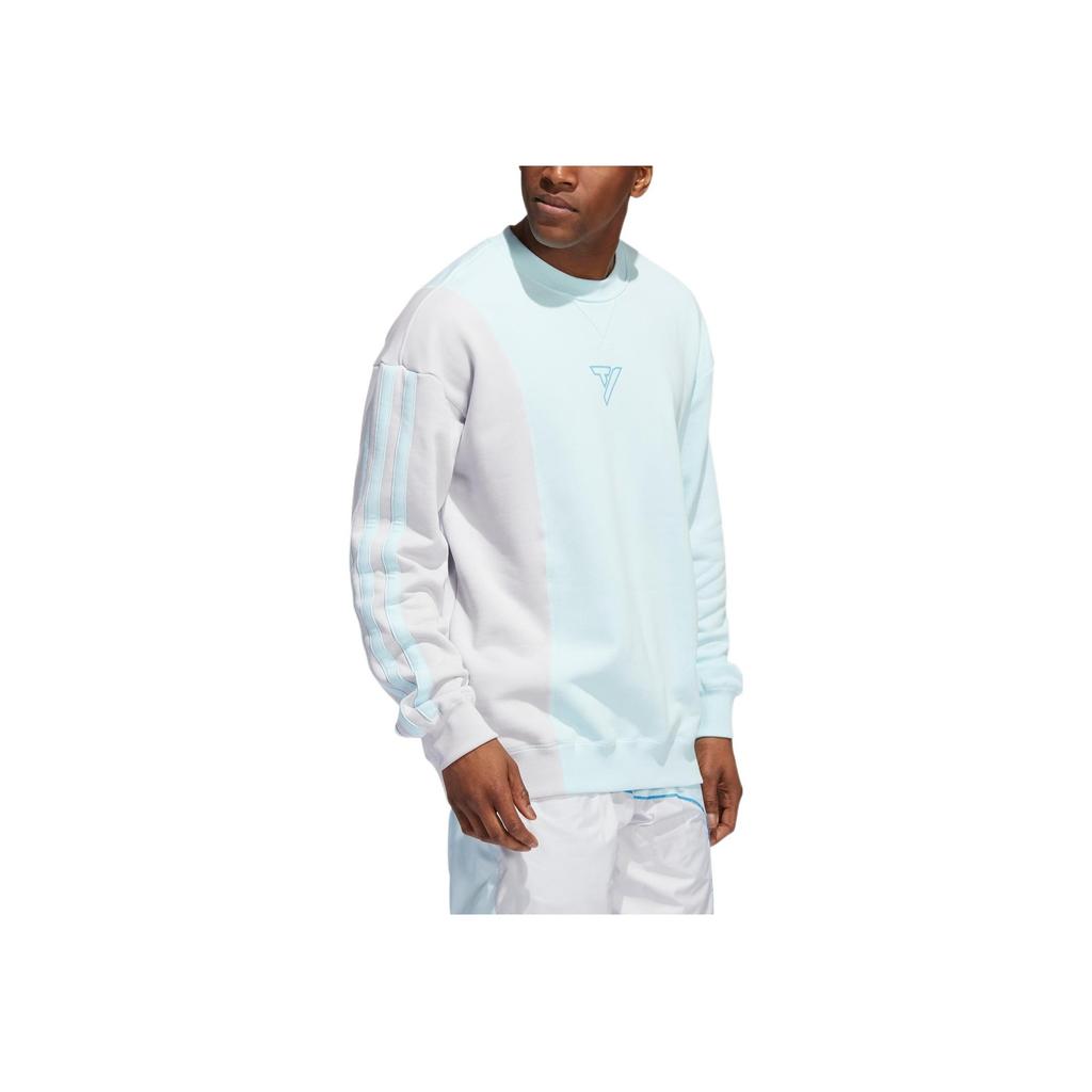 adidas Trae Crew Pruhovaný design Potisk loga Mikina s dlouhým rukávem Pánská mikina Modrá HN7175