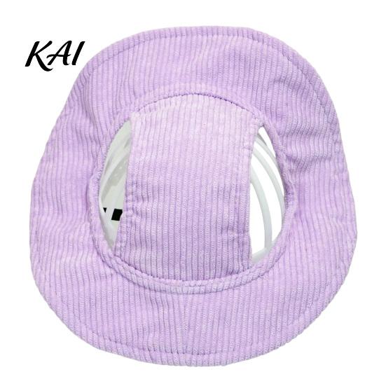 Versatile Dog Costume Corduroy Baseball Cap, Cat Summer Beach Visor Hat with Ear Easy to Wear Cap Holes, Adjustable Puppy Sunbonnet