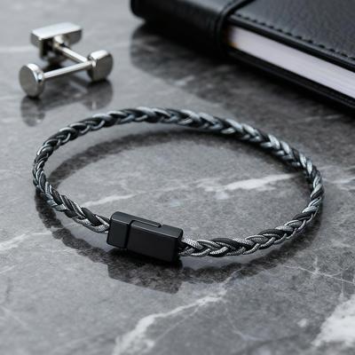 Minimalist Braided Leather Bracelet Man Black Magnetic Buckle Grade A String Wrap Wrist Jewelry Outdoor Casual Cool Homme Joias