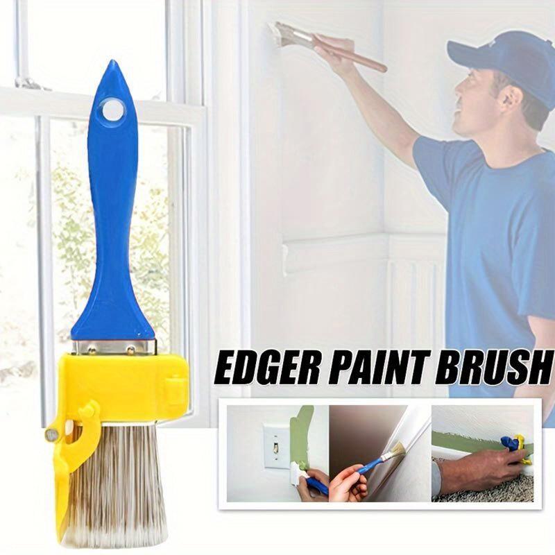 1pc Multi-Purpose Edge Painting Brush - No Battery, Manual Plastic Tool with Wooden Handle for Walls, Ceilings & Narrow Surfaces