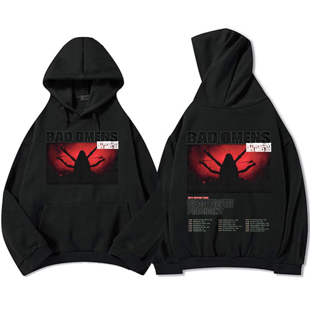BAD OMENS Do You Feel Love Europe Tour Hoodies Rock Band Fashion Graphic Sweatshirts Long Sleeve Fleece Hooded Pullovers Unisex