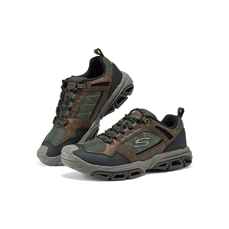 Skechers Comfortable Versatile Durable Low-Top Casual Shoes Men Sneakers Brown Green 204493-BROL