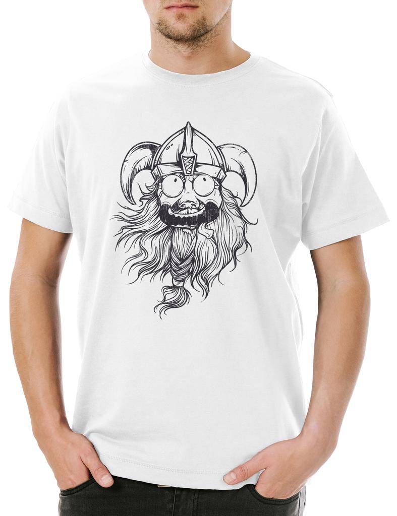 Comic Viking Face Mens T-Shirt Mens Womens Tees Top Cartoon Odhin Vikings Vikings Thor Valhalla