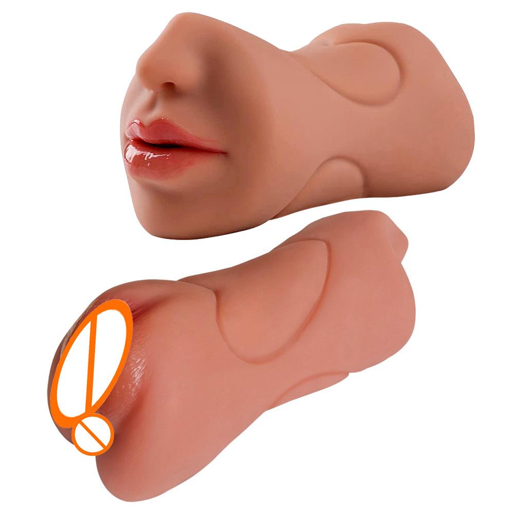 3in1 realistischer Mund Vagina Analplug Männlicher Masturbatorbecher Deep Throat Silikondildo Lustspielzeug für Männer