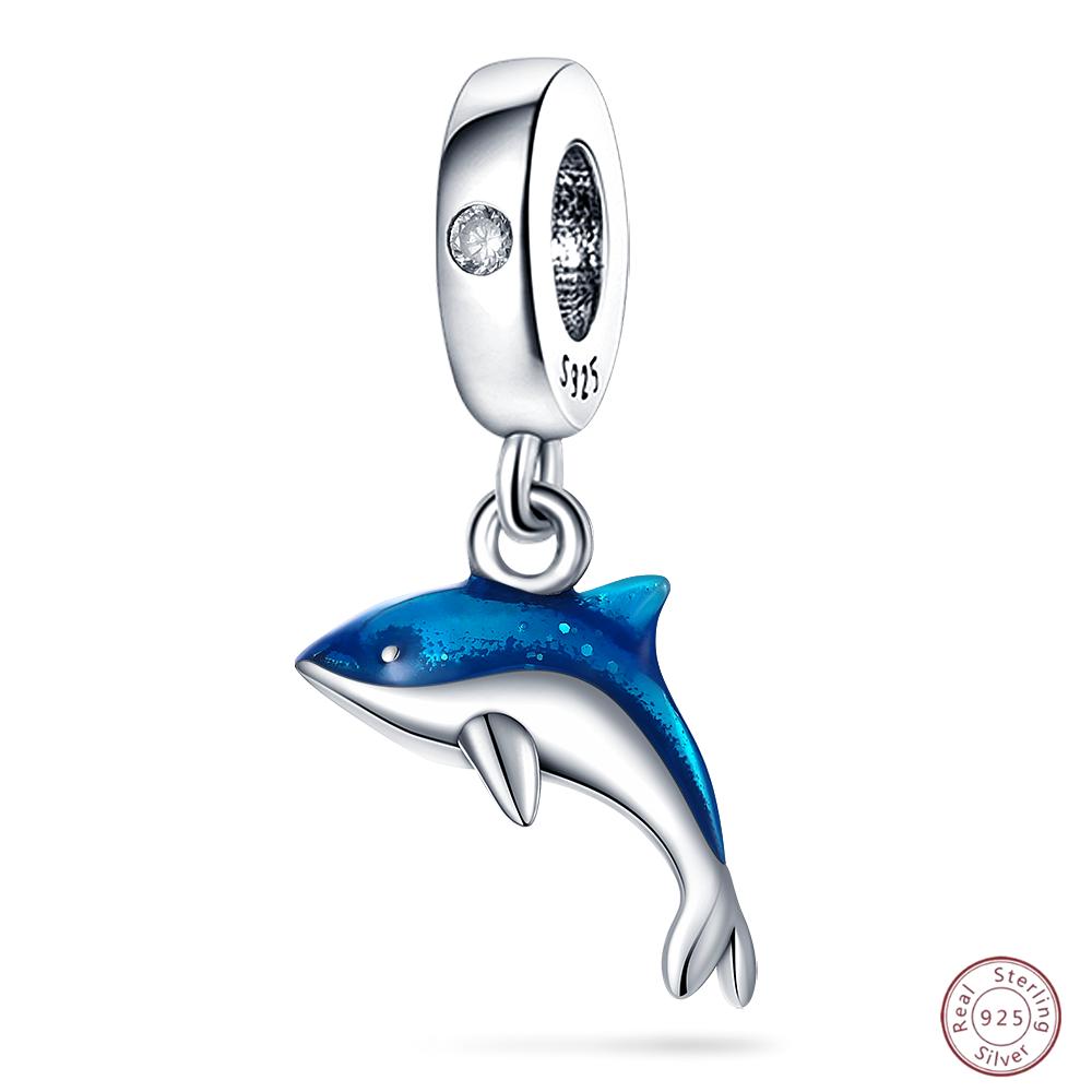 Copper Beaded Pendant Blue Zircon Ocean Penguin Crab Original 3Mm Bracelet Women Fine Jewelry