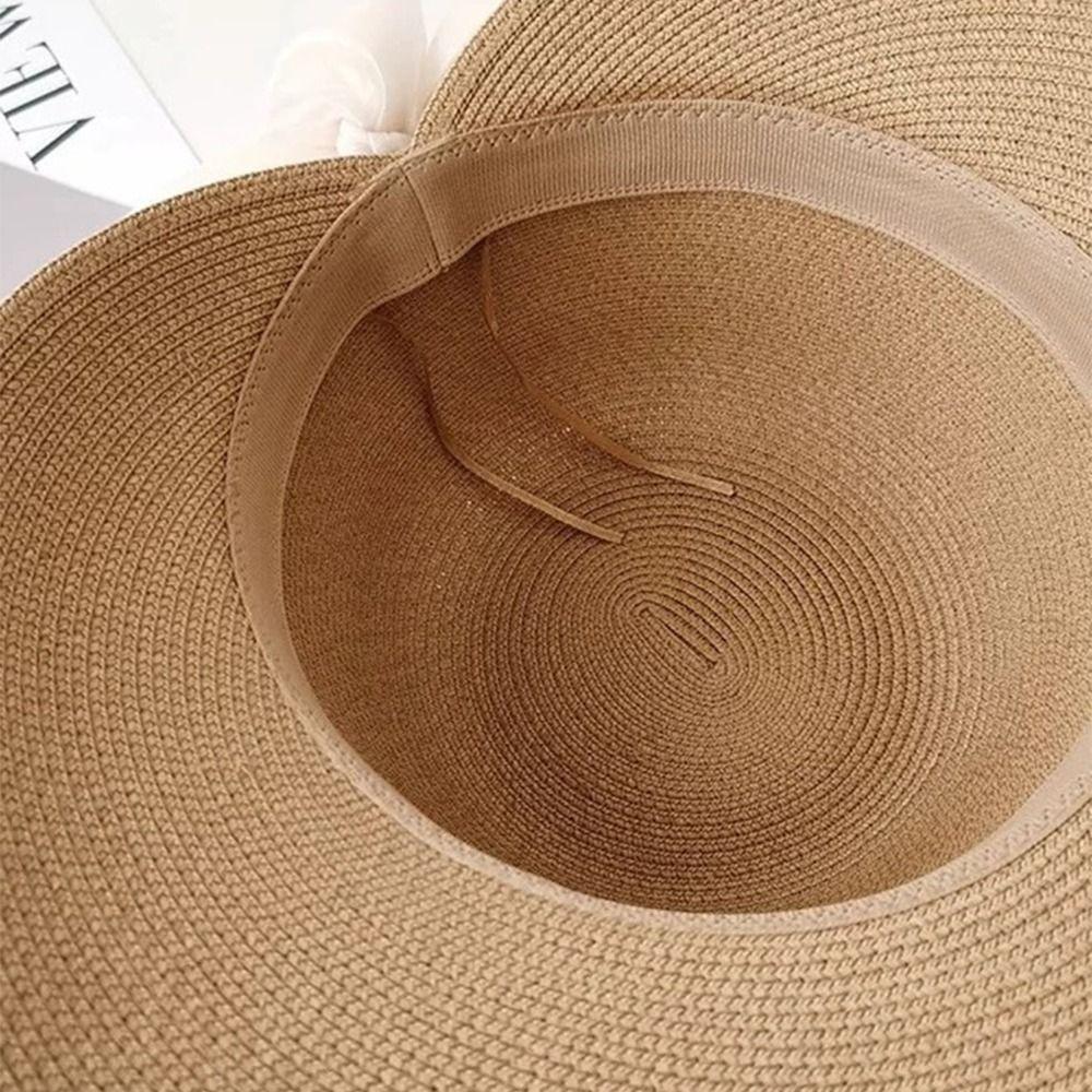 Wide Brim Woman's Straw Hat UV Protection Straw Sun Hat Handmade Sun Protection Cap Summer