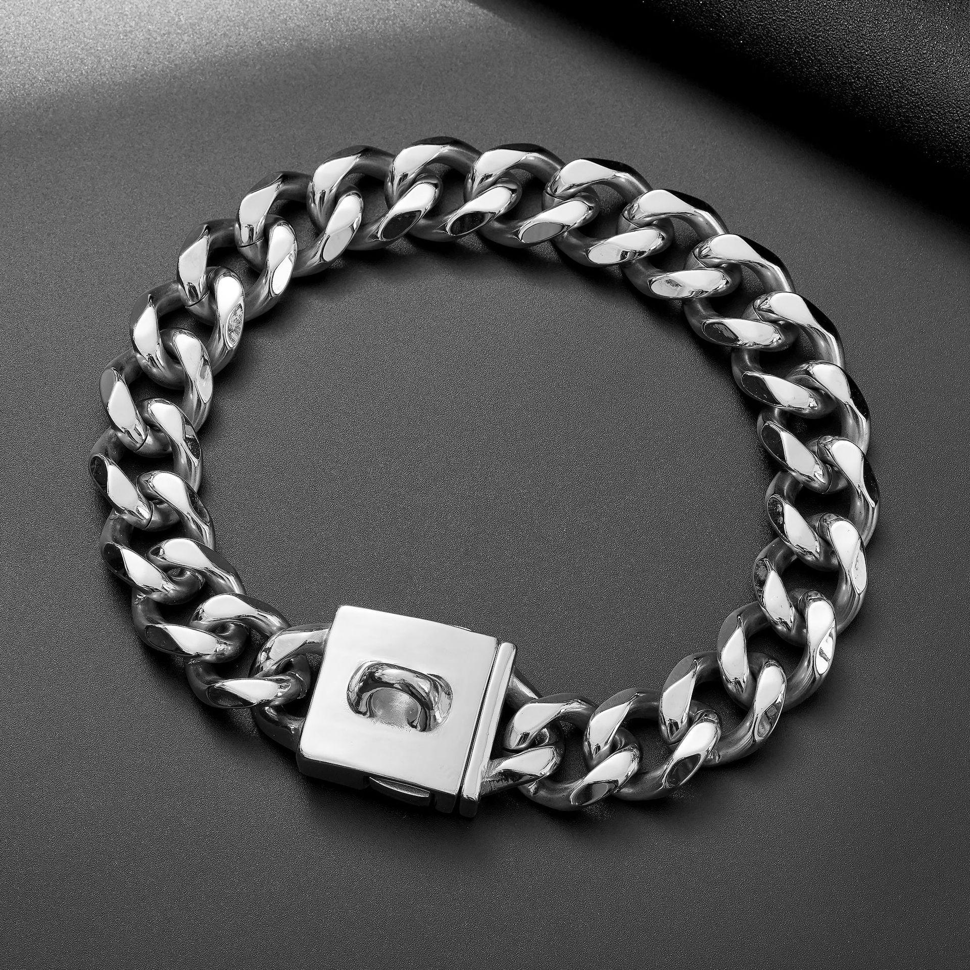 

23Mm thick stainless steel chain dog leash gold silver clasp dog collar 14 inches/36cm серебряный