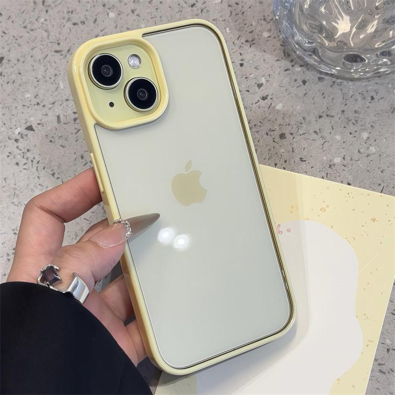 Luxury Candy Color Bumper Clear Phone Case for iPhone 16 E 15 14 13 12 11 Pro Max Plus Acrylic Hard Transparent Back Cover Capa