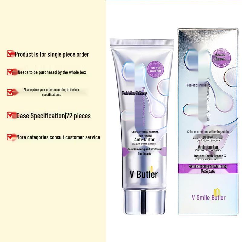 

V Smile Housekeeper Probiotic Toothpaste - Whitens Teeth, Removes Stains, Fights Tartar & Freshens Breath for Adults. Bestseller!