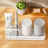 Toothbrush Holders for Bathrooms with Drainage 4 Slots Tooth Brushing Organizer for Bathroom Countertop Electric Toothbrush an