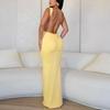 2025 Autumn European & American Style Slim-Fit Backless Dress with Sashes