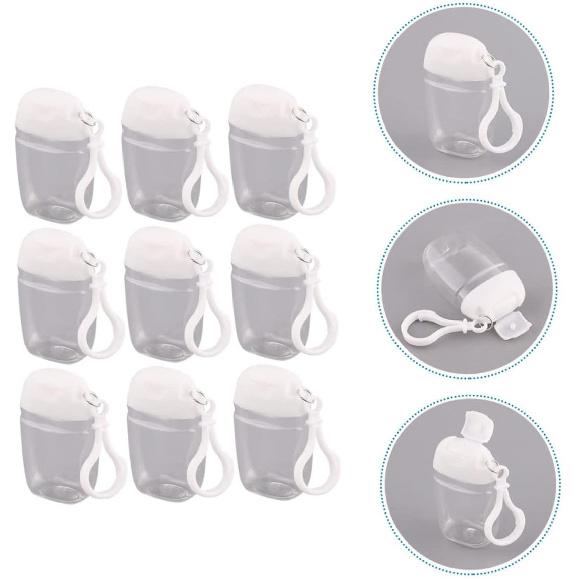 Mikinona Refillable Cosmetic Containers Set - 9PCS 30ML Portable Travel Size Bottles with Keychain - Cap Carrier Leakproof Plastic Bottles for