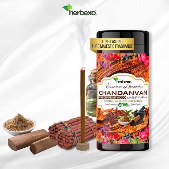 Herbexo Pure Sandalwood (Chandan) Attar Dhoop Sticks | Long Lasting Majestic Ittar Fragrances | 100% Natural, Charcoal Free