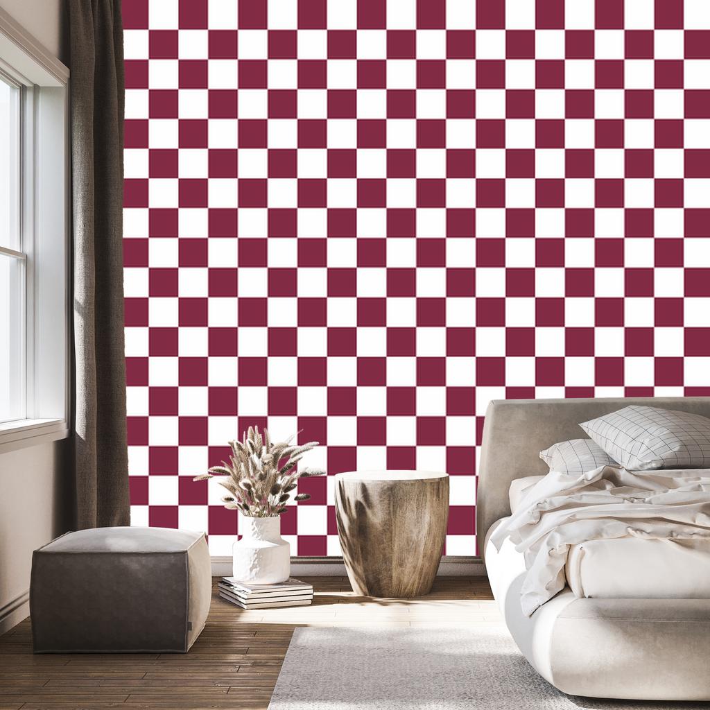 Pink and White Checkerboard Wallpaper for Living Room and Bedroom 50x1000