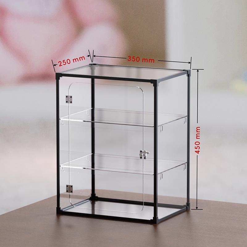 Tiered Bread and Cake Display Rack - Alloy Frame with Transparent Cabinet