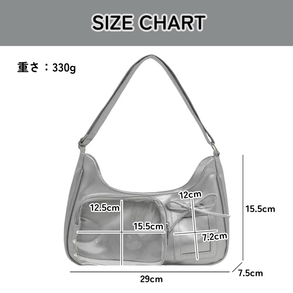 Ita Bag Bag with Transparent Perfect for Fandom Compatible with Can and Acrylic Stands Cute Black (Shoulder Pocket) - Items Badges, Plushies, -