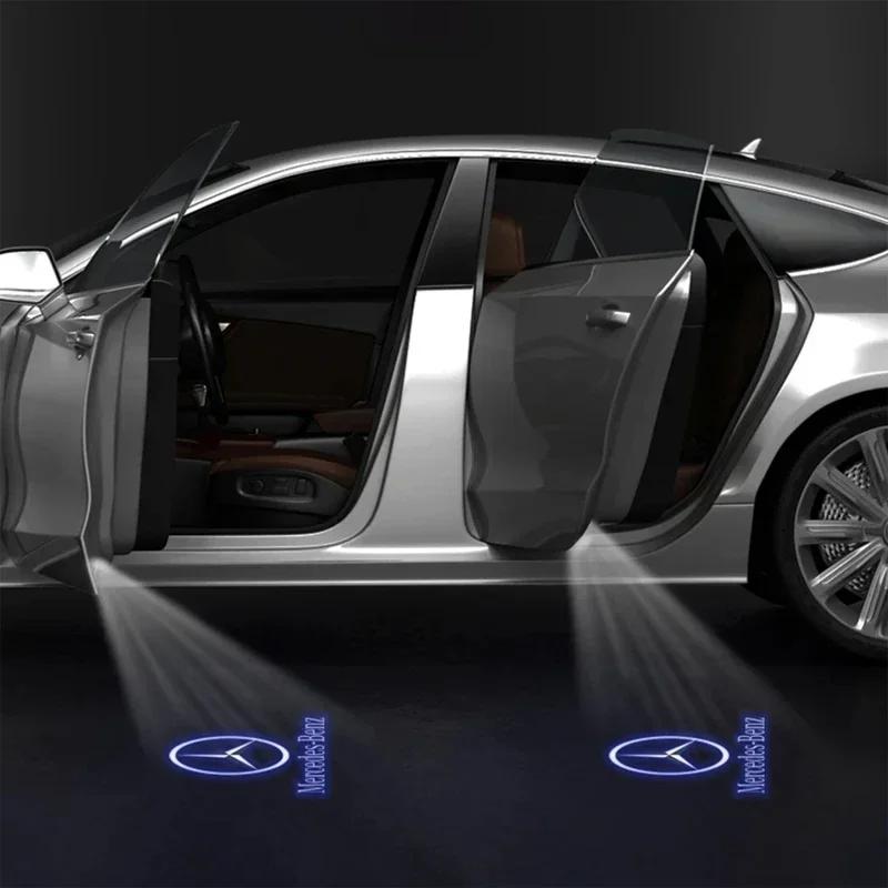 AABGZ1 2Pcs Car Door Welcome Light Auto Emblem Badge LED Projector Lamp Mercedes Benz Amg C Class CLK SLK SLR W203 W208 W209 R171 R1721