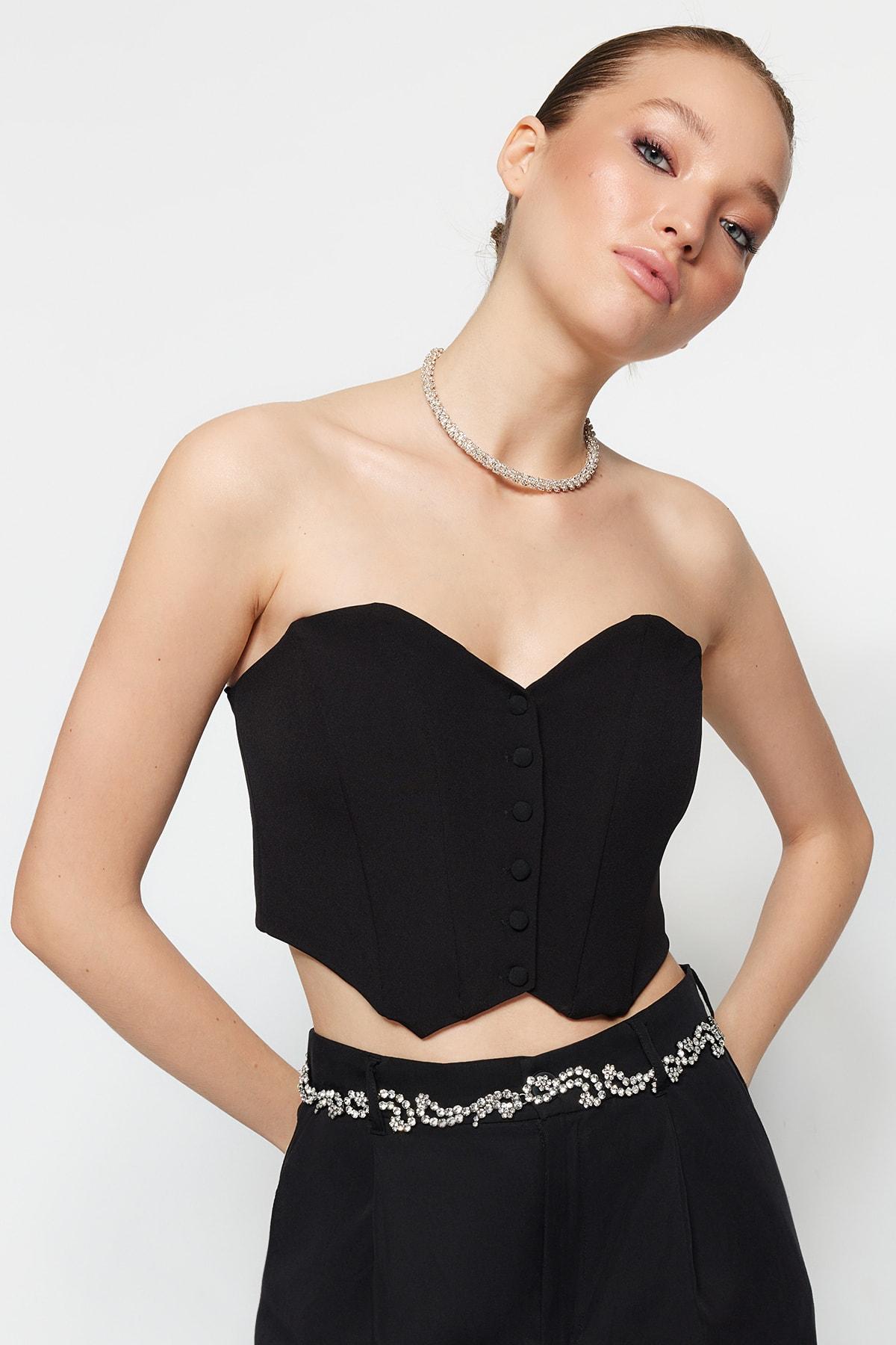 

Укороченный топ - Черный - Однотонный