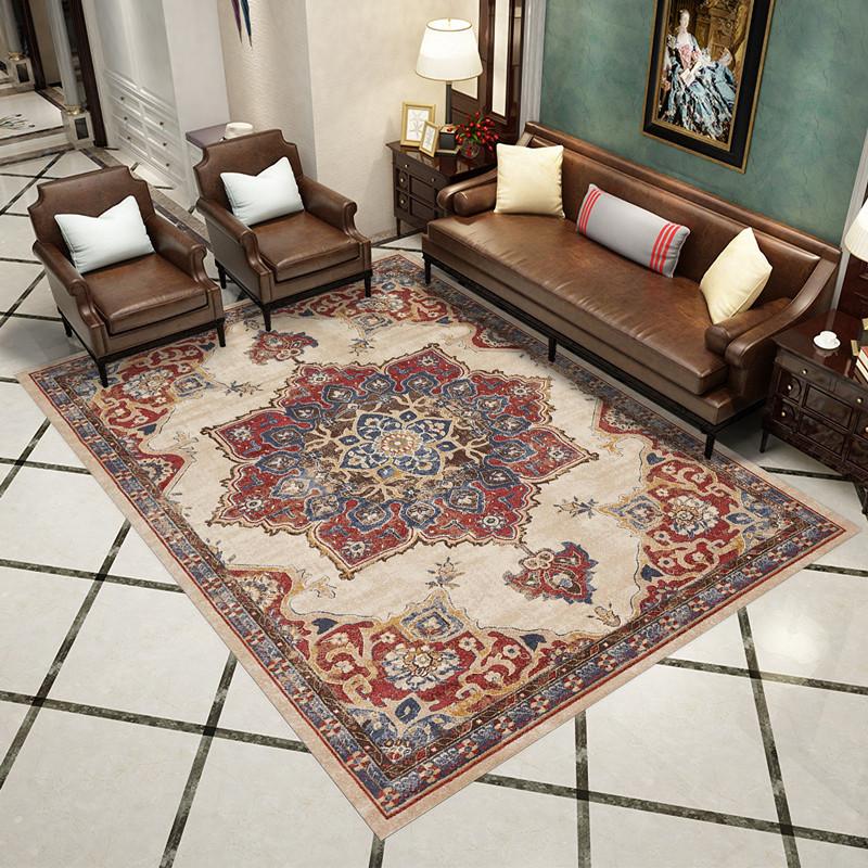 Retro Bohemian Style Carpet Home Large Area Anti Slip Sofa Coffee Table Decoration Carpet