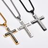 Vintage Zirconic Stone Christian Cross Pendant with Necklace Stainless Steel Prayer Charm Amulet Faith Jewelry Gifts