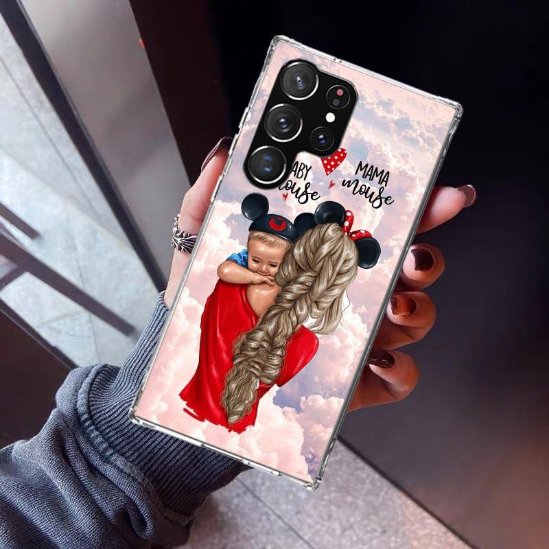 Girl Super Baby Mom Pink Phone Case For Samsung Galaxy S23 S24 S25 Edge S26 Ultra S22 + S21 Plus S20 FE Cover Silicone Print She