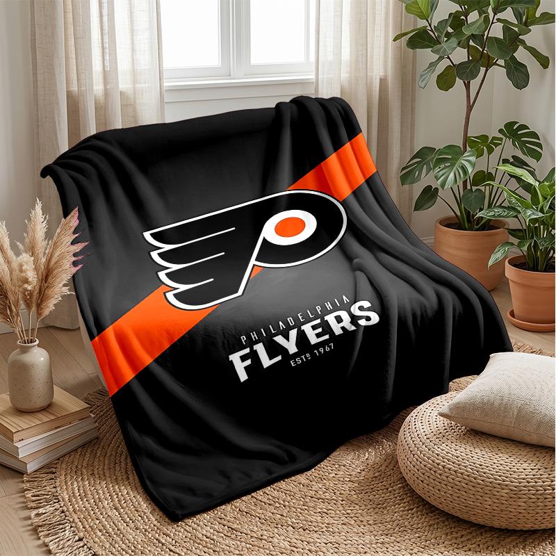 Coperta in Flanella Stampata con Logo Hockey Calda e Confortevole, Amica della Pelle, per Divano, Letto, Uso Quotidiano Indoor
