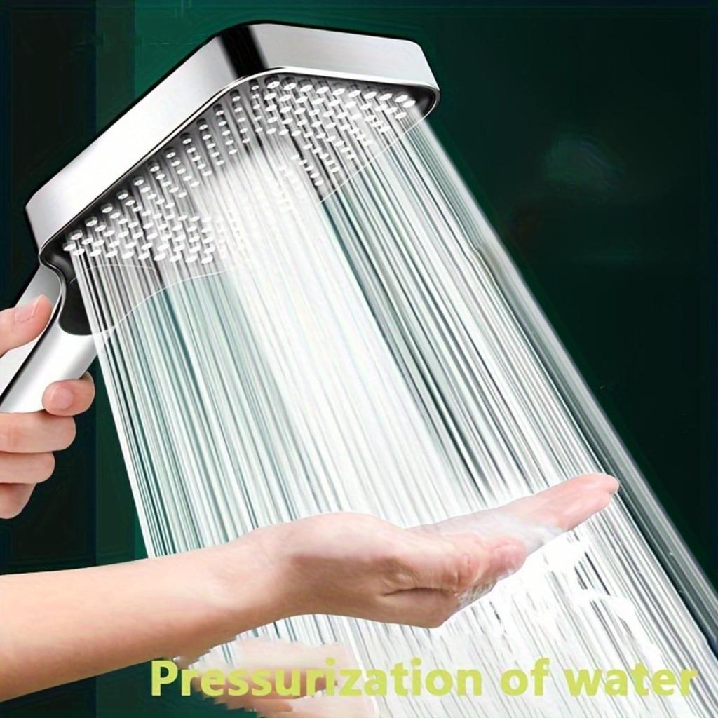 Square Button Shower Head: Super Pressurized Large Nozzle Rain Shower Handheld Showerhead Suitable for Household Water Heaters