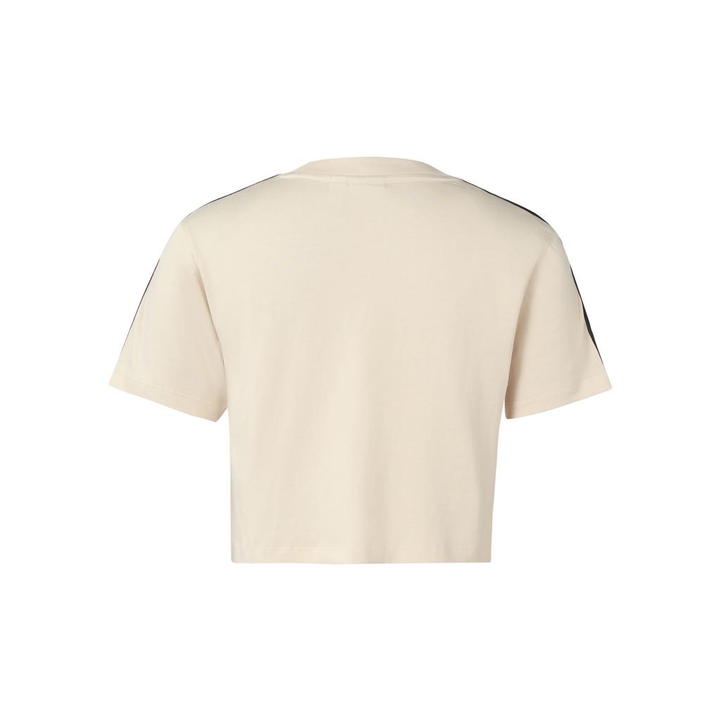 Adidas Originals Crop Tee Hot Girl Series Logo Print Striped Sports Short Sleeve T-Shirt Women Tops Off-White GU2808