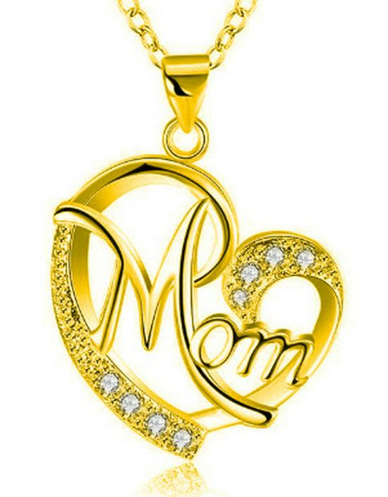 High-End Heart-Shaped Mom Necklace with Rhinestone Pendant - Perfect Mother's Day Jewelry