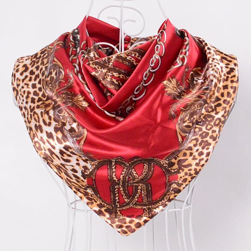 [BYSIFA] China Silk Scarf Shawl For Women  Winter Peony Chain Design Large Square Scarves Wraps Spring Autumn Head Scarves