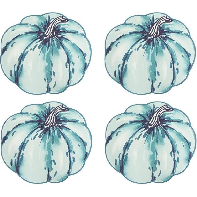 OWENIE Fall Placemats Set of 4, Autumn Printed Pumpkin Textured Fabric Place Mats for Kitchen Dining Table,Thanksgiving Harvest Halloween Holiday