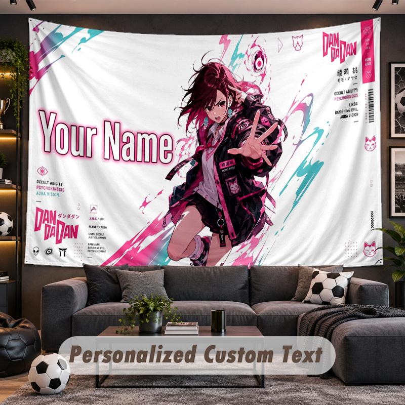 Dandadan Personalized Tapestry Support Custom Name, Wall Art Home Decoration