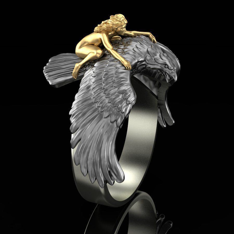

Jewelry Golden Girl Ring Flying On An Eagle Fashion Creative Ring no. 10