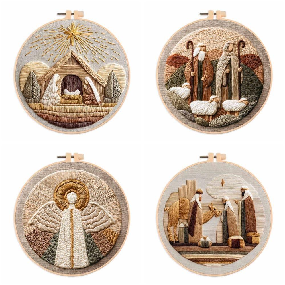 Christmas Cross Stitch Nativity Scene Embroidery Kit Non-finished Products Cross Stitch Set DIY Religious Vintage Embroidery DIY
